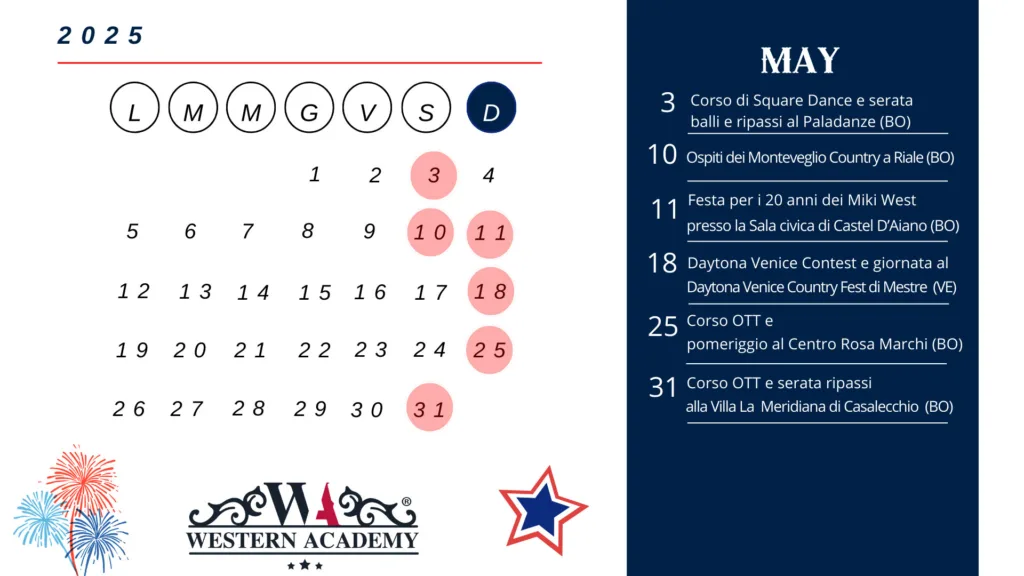 Calendario maggio Western Academy